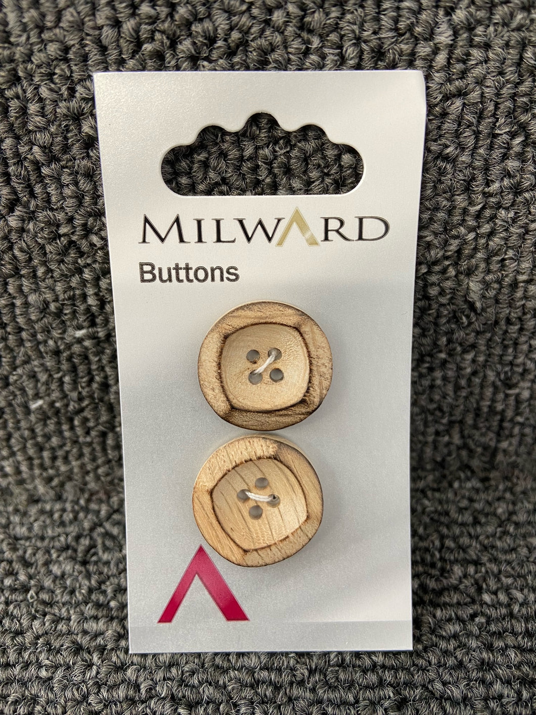 Milward Wooden Round Rimmed Four Hole 22mm Button Code E 01320