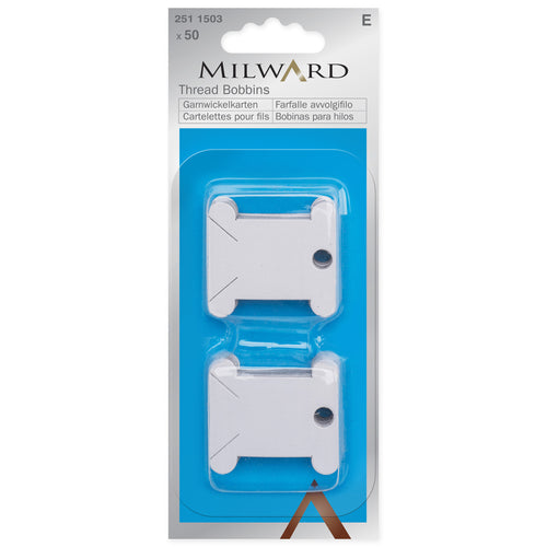 Milward Embroidery & Cross Stitch Thread Bobbin Cards Paper (Pack of 50)