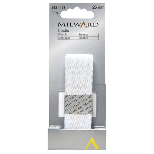 milward knitted elastic 25mm white fabric shack malmesbury 2631151