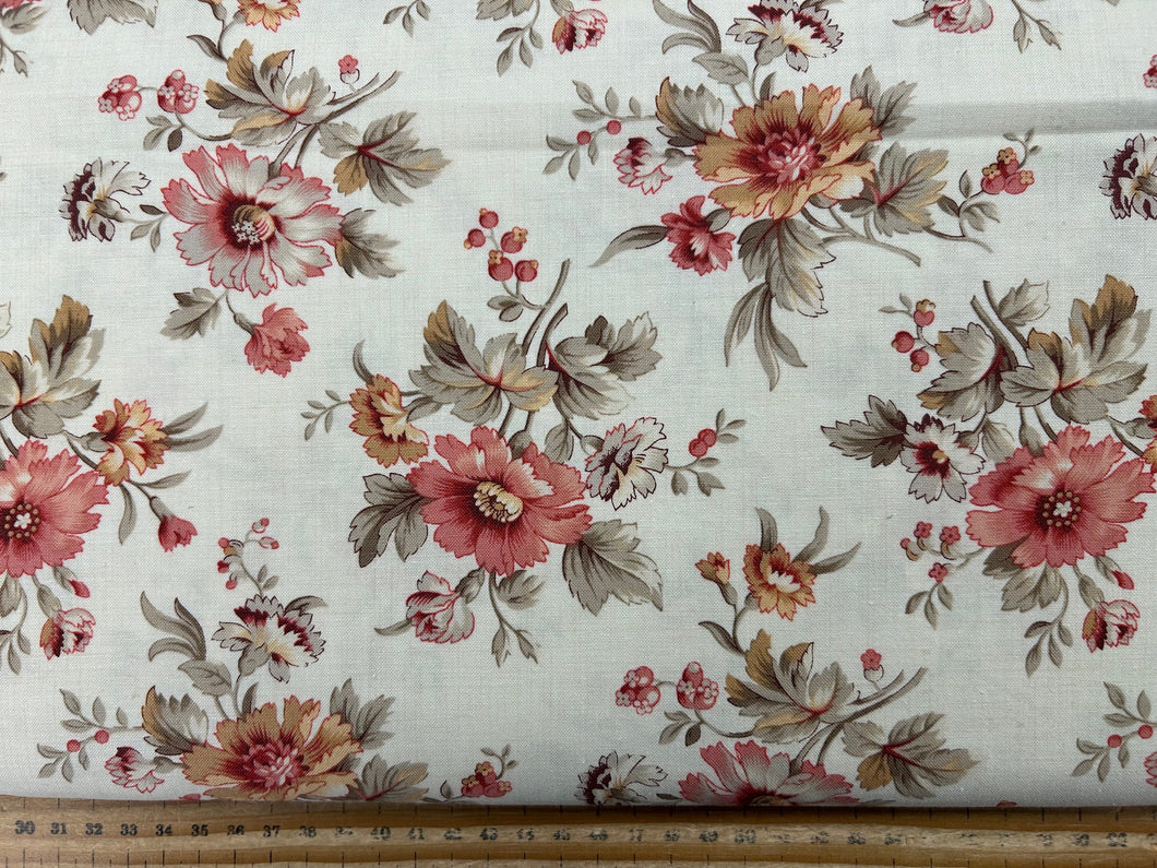 moda french general joie de vivre flowers floral natural pink cream 8111 cotton fabric shack malmesbury