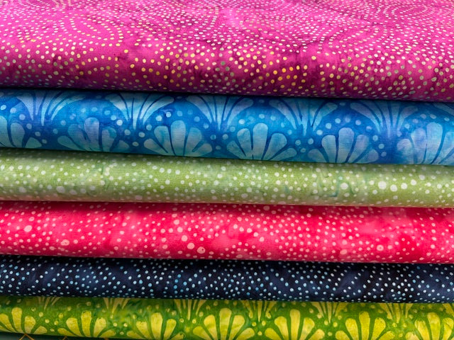 Moda Mermaid Batiks Flamingo Pink Dots Cotton Fabric by 1/4 Metre*