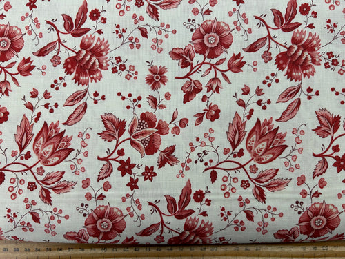 moda french general joie de vivre flowers floral red natural cream 8211 cotton fabric shack malmesbury