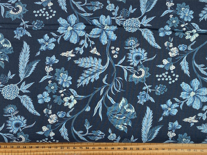 moda french general sacre bleu blue flowers floral bird ditsy indigo pearl french blue fabric shack malmesbury 7017