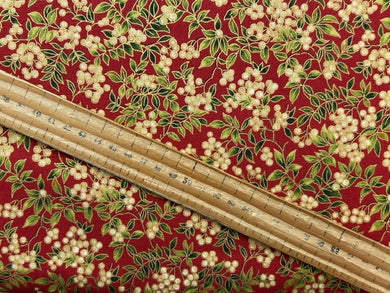 moda merry manor christmas metallic mistletoe red cotton fabric shack malmesbury