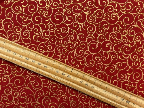 moda merry manor christmas metallic scroll red cotton fabric shack malmesbury