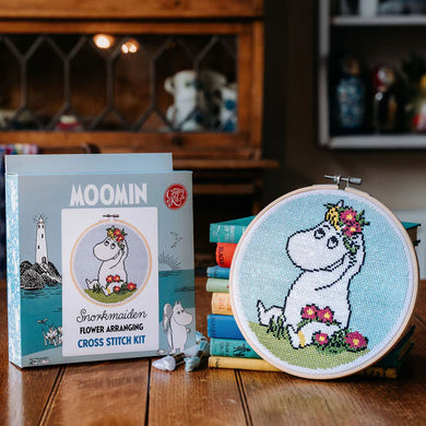 moomin cross stitch kit snorkmaiden flower arranging crafty kit company fabric shack malmesbury box pic