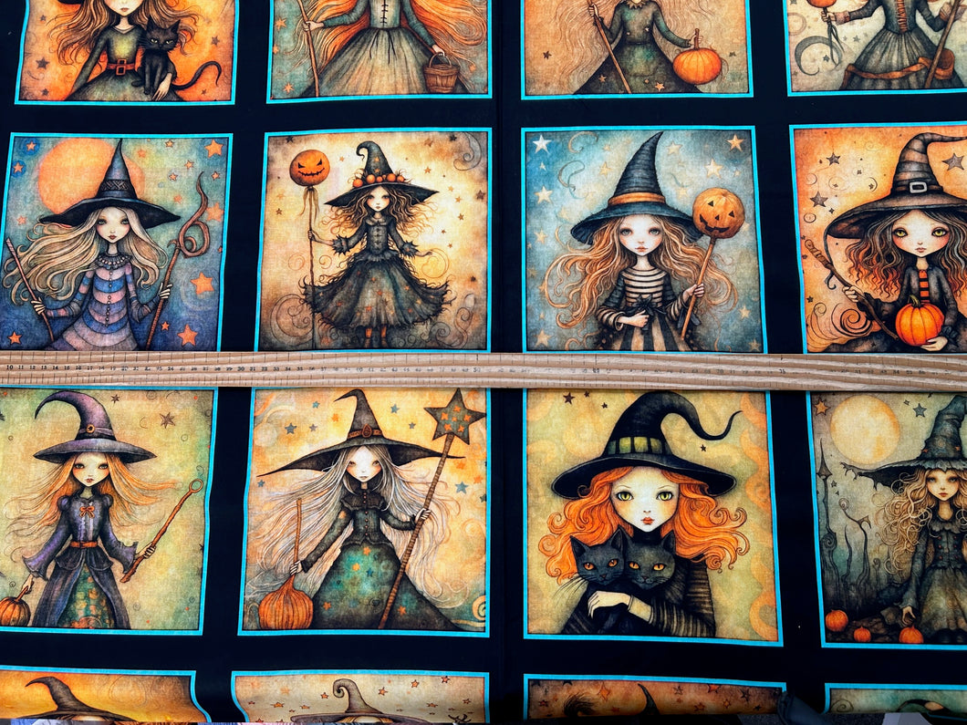 morris creative group QT fabrics witchy poo fabric shack malmesbury halloween gothic haunted panel 1 
