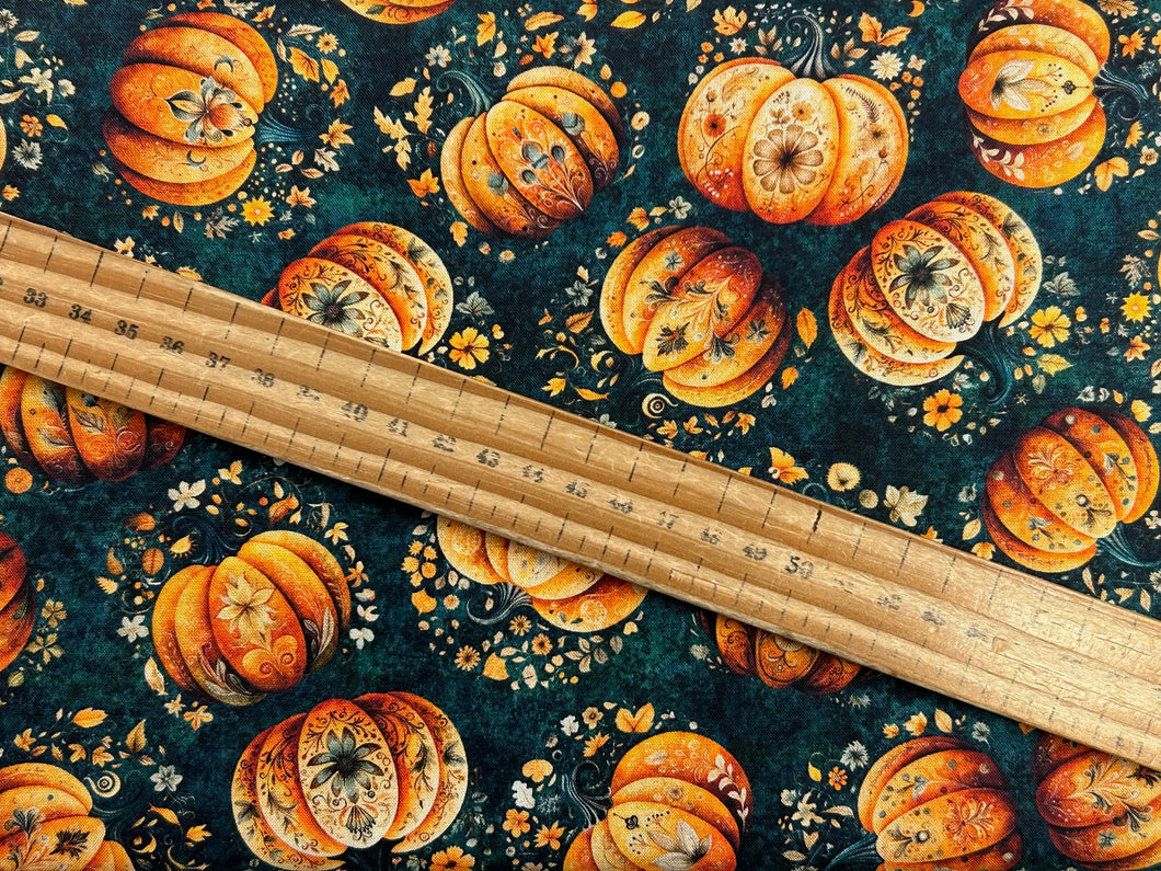 morris creative group qt fabrics harvest hollow fabric shack malmesbury pumpkins teal 