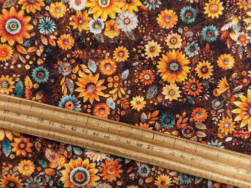 morris creative group qt fabrics harvest hollow fabric shack malmesbury sunflowers brown 