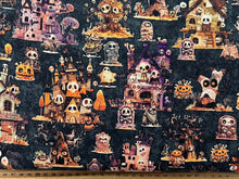 morris creative qt fabrics a haunting we will go quilt panel fabric shack malmesbury haunted house black 