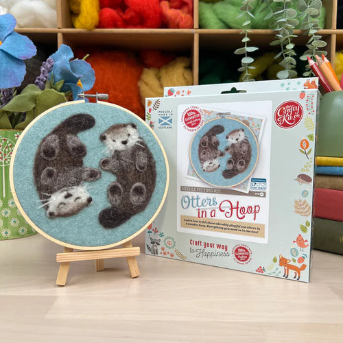 otters in  hoop needle felting kit crafty kit comapny fabric shack malmesbury box pic