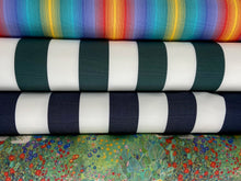 outdoor fabric Water Repellant waterproof PU Coated summerleaze rainbow multicoloured stripes striped fabric shack malmesbury