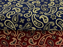 Paisley Needlecord Dark Blue 100% Cotton Fabric by 1/2 Metre*