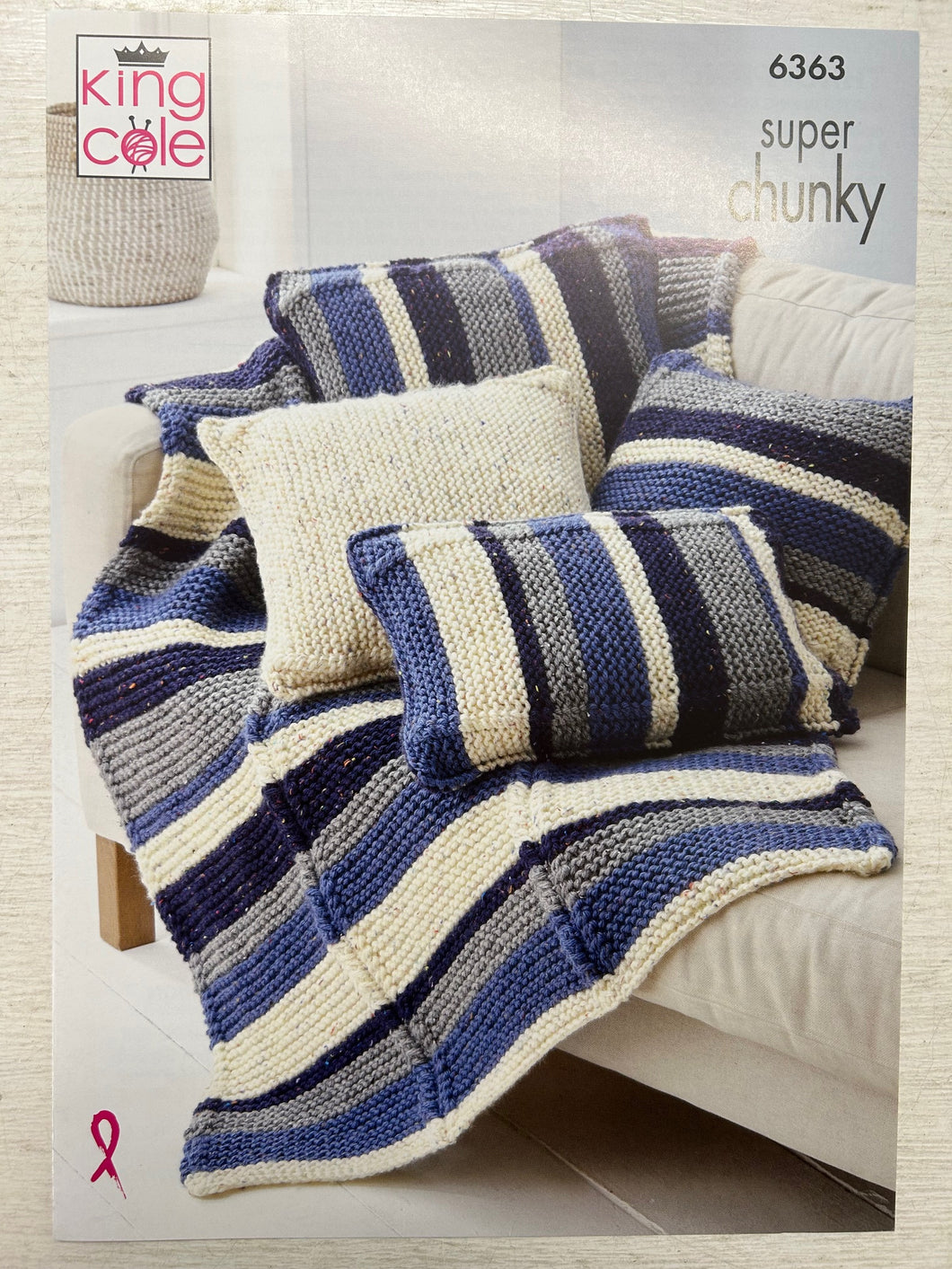 pillow cushion blanket knit knitting pattern big value super chunky tweed fabric shack malmesbury 6363
