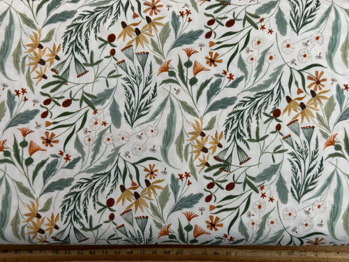 rae ritchie dear stella country mouse mice spring field springfield foliage white cotton fabric shack malmesbury