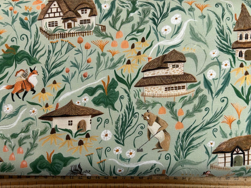 rae ritchie dear stella country mouse mice spring field springfield homeland fox pea pod cotton fabric shack malmesbury