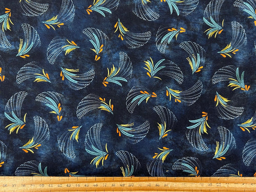 robert kaufman studio rk golden feathers fine feathers navy metallic cotton fabric shack malmesbury