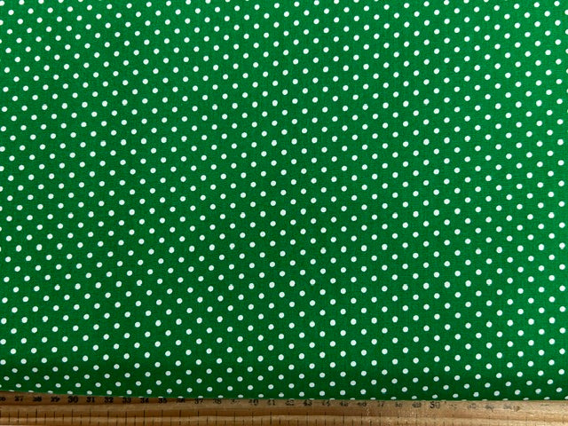 rose and hubble polka dots cotton fabric shack malmesbury emerald green