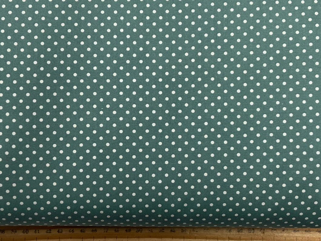 rose and hubble polka dots cotton fabric shack malmesbury ice green
