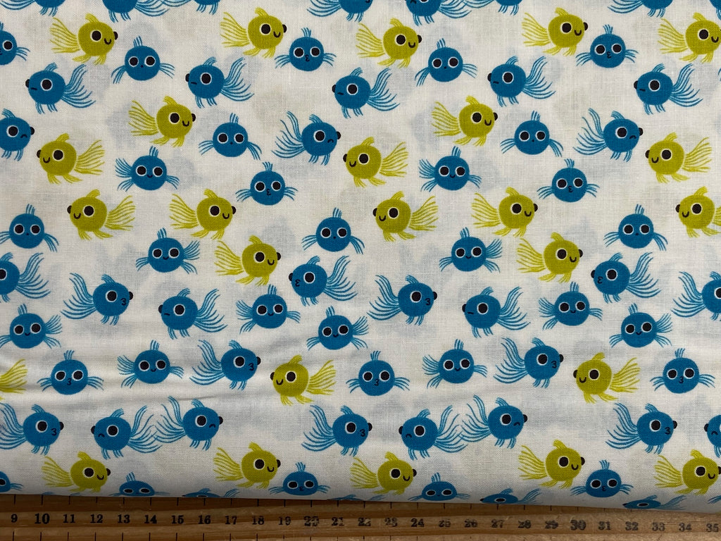 Ruby Star Society for Moda Animal Animal Goldfish Vintage Blue & Lime ...