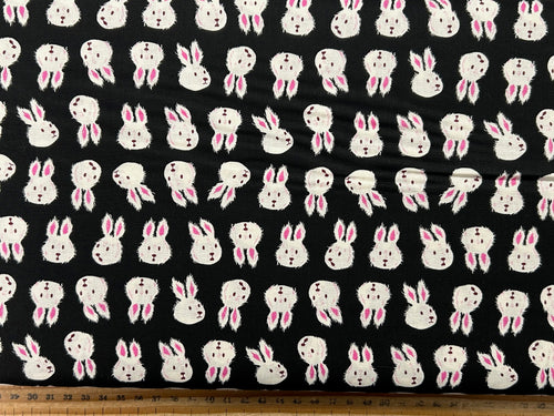 ruby star society hello alice sarah watts in wonderland white rabbit black cotton fabric shack malmesbury