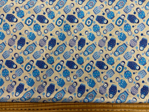 russian stacking dolls blue cotton fabric shack malmesbury