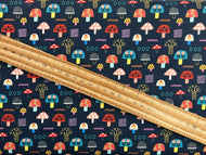 sally payne thread and ink amberwood forest animals cotton fabric shack malmesbury fox hedgehog toadstools dark blue