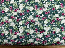 sarah payne woodland wanderers wander organic rose pansy green cotton fabric shack malmesbury