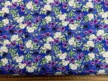 sarah payne woodland wanderers wander organic rose pansy purple cotton fabric shack malmesbury