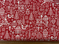 scandi christmas stags and baubles on red fabric shack malmesbury