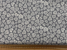 Makower Scandi 25 Christmas Hearts Grey Cotton Fabric by 1/4 Metre*