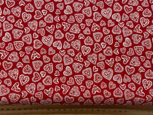 scandi christmas white hearts on red fabric shack malmesbury