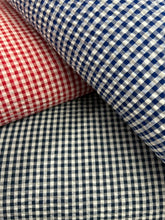 seersucker seer sucker gingham cotton polyester navy blue check plaid fabric shack malmesbury