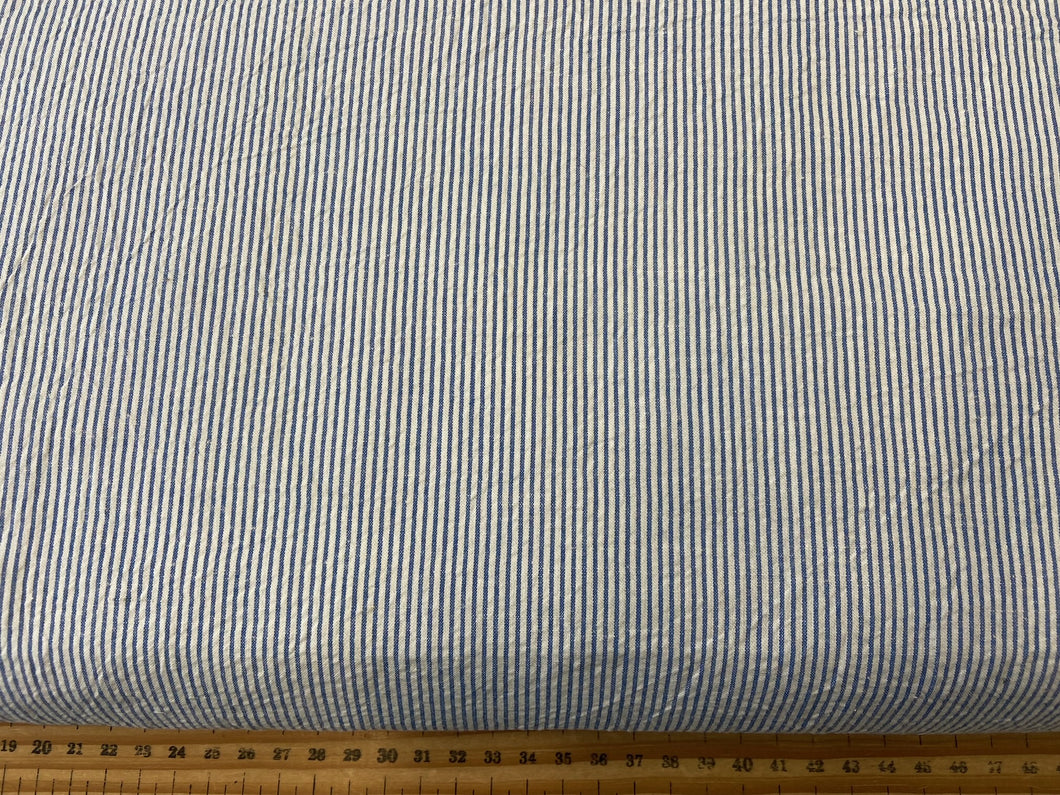 seersucker pin stripe light blue cotton fabric shack malmesbury
