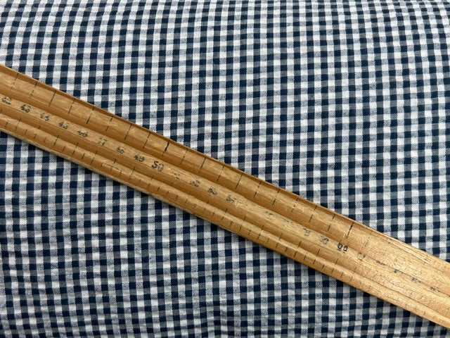seersucker seer sucker gingham cotton polyester navy blue check plaid fabric shack malmesbury