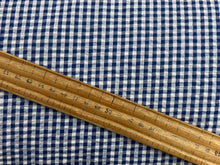 seersucker seer sucker gingham cotton polyester royal blue check plaid fabric shack malmesbury