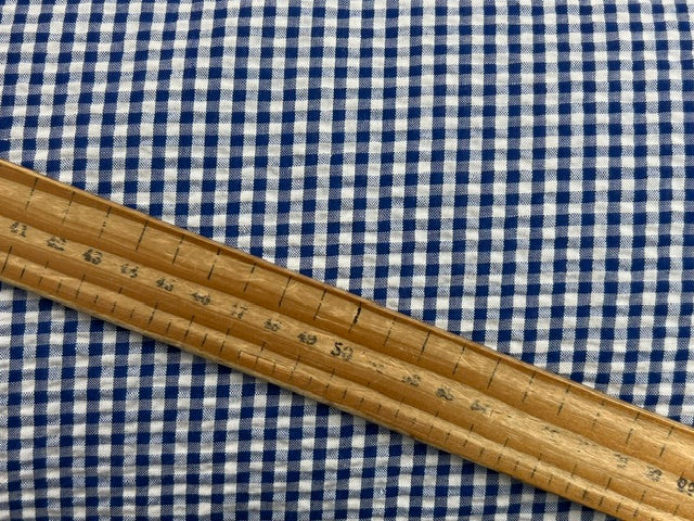 seersucker seer sucker gingham cotton polyester royal blue check plaid fabric shack malmesbury