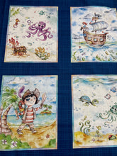 sillier than sally p & b textiles boutique enchanted seas mermaid pirate mermaids pirates ship sea ocean 12 plate panel dark blue 2