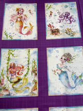 sillier than sally p & b textiles boutique enchanted seas mermaid pirate mermaids pirates ship sea ocean 12 plate panel purple 3