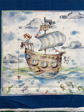 sillier than sally p & b textiles boutique enchanted seas mermaid pirate mermaids pirates ship sea ocean 2 plate pillow panel dark blue