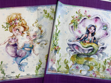 sillier than sally p & b textiles boutique enchanted seas mermaid pirate mermaids pirates ship sea ocean 2 plate pillow panel purple