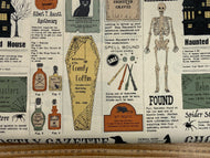 stacy iest hsu moda home sweet haunt halloween notices bone cream cotton fabric shack malmesbury