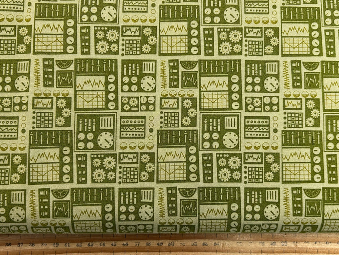 stacy iest hsu 321 blast off rockets robots control fabric shack malmesbury control panel green   