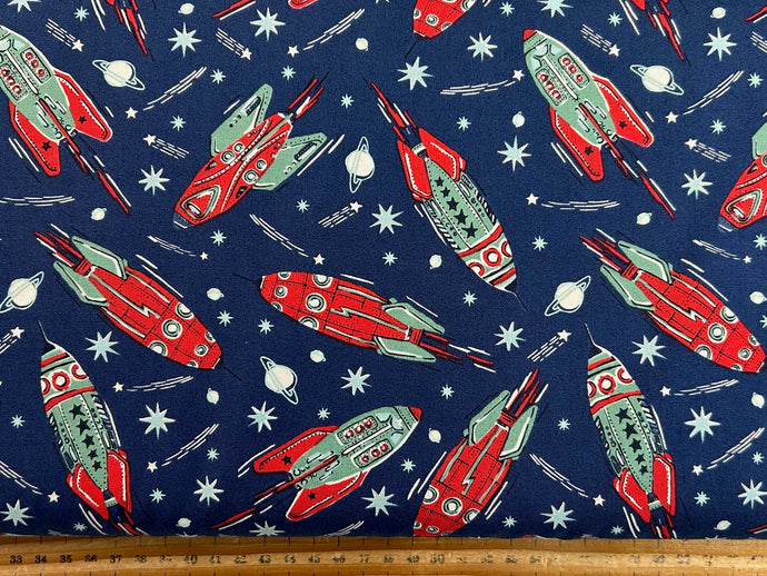 stacy iest hsu 321 blast off rockets robots control fabric shack malmesbury rockets galaxy blue 