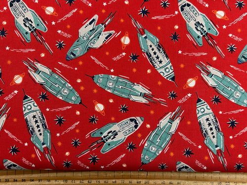 stacy iest hsu 321 blast off rockets robots control fabric shack malmesbury rockets mars red 