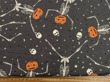 stacy iest hsu moda home sweet haunt halloween pumpkin skeleton grey black cotton fabric shack malmesbury