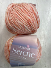 stylecraft serene aran yarn wool blend variegated mottled quiet coral 6221 fabric shack malmesbury