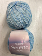 stylecraft serene aran yarn wool blend variegated mottled tranquil blue 6223 fabric shack malmesbury