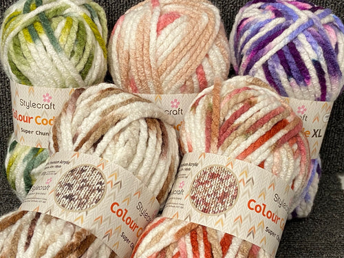 stylecraft colour code XL super chunky yarn 100g variegated various colours fabric shack malmesbury