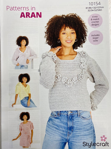 stylecraft crochet pattern Soft Pastels Aran Ladies Jumper Top Dress 10154 fabric shack malmesbury